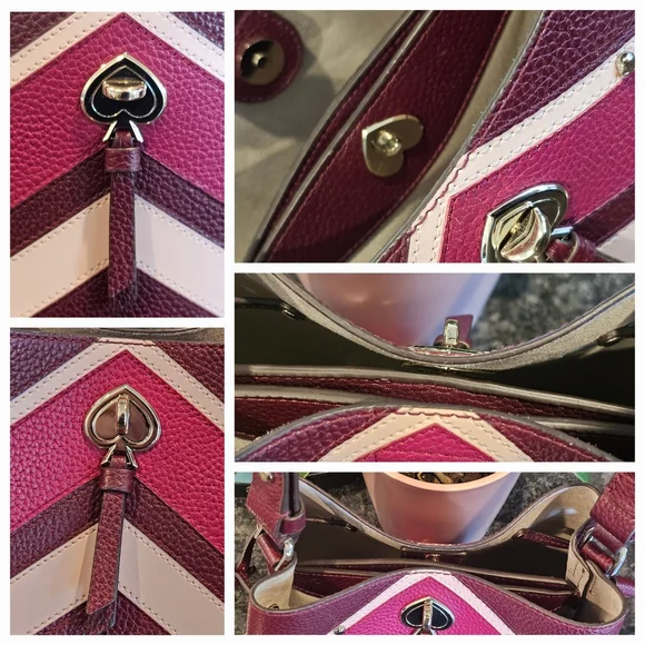 Kate Spade Pink and White Chevron Tote - Picture 13 of 16
